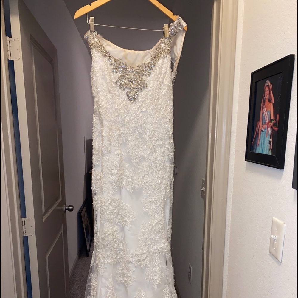 Antique lace beaded gown.